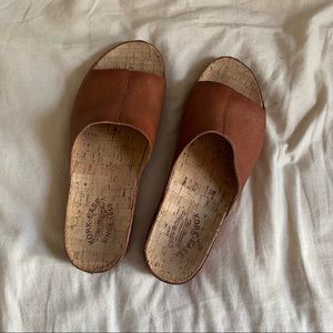 Kork Ease Slip On Tutsi Leather Tan Brown Slides Shoes